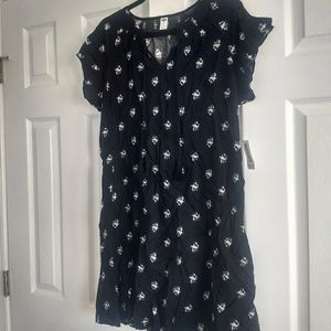 Black floral flutter sleeve dress (tall)